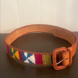 Handwoven Multicolor Leather Waist Belt - Size 34